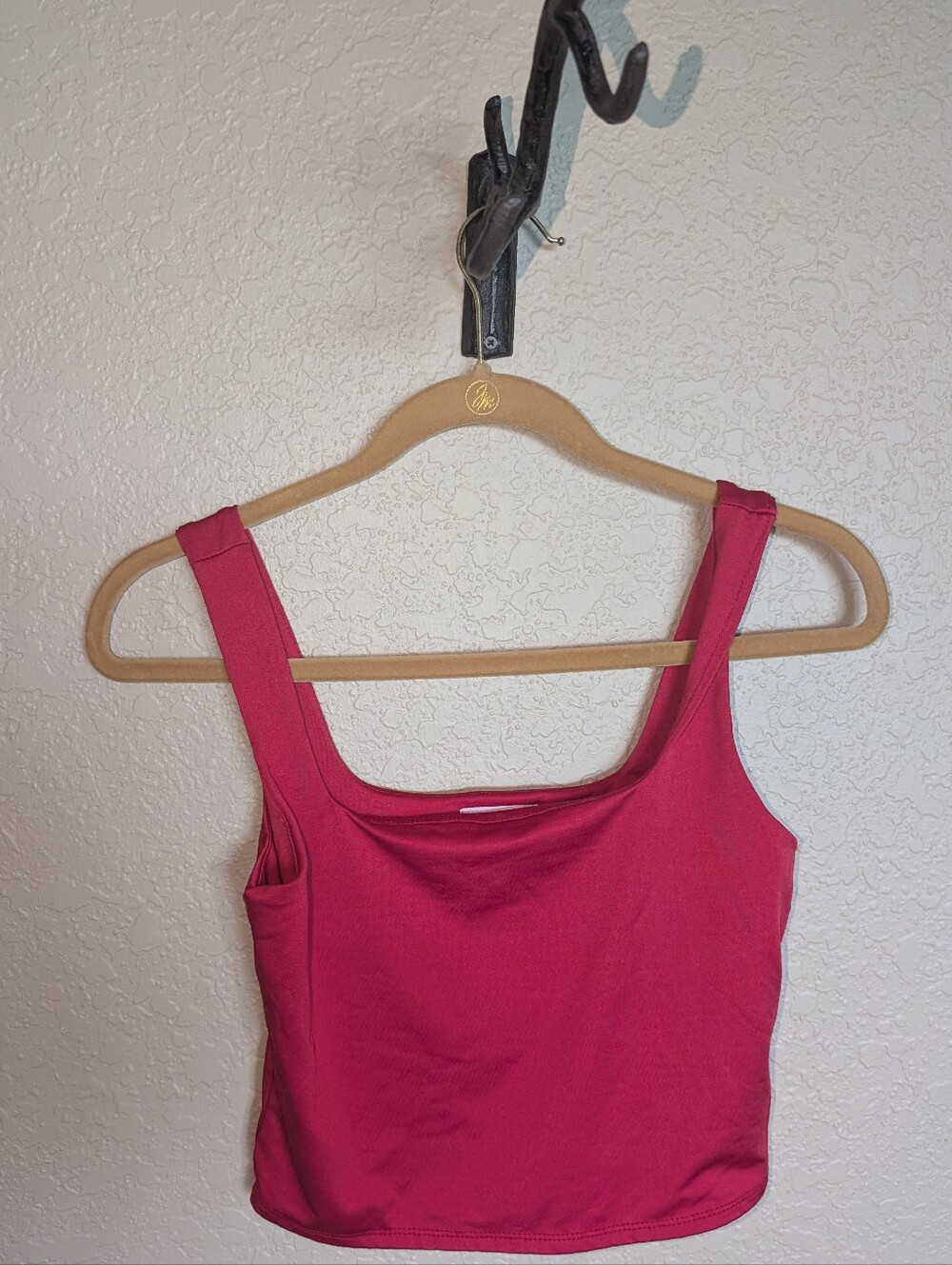 Women’s Red Square-Neck Crop Tank Top